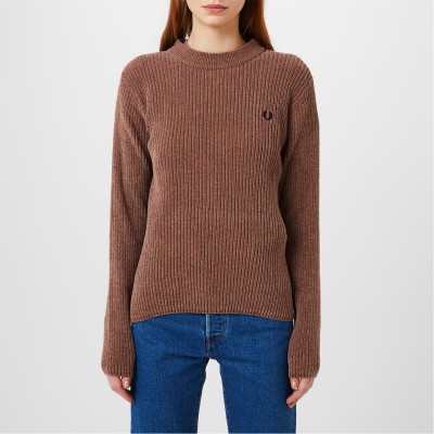 плетена,блуза,дамски,плетени,дрехи,дамски,топове,fred,perry,women's,chenille,rib,knitted,top,s52,pink