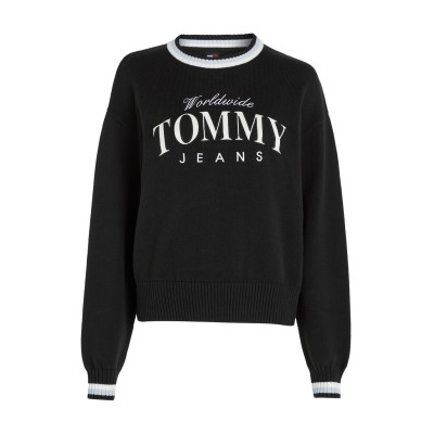 блуза,дамски,горнища,с,качулка,дамски,ежедневни,облекла,tommy,jeans,tj,varsity,crew,neck,sweater,black