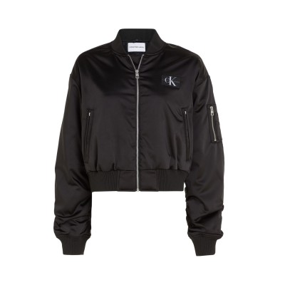 яке,дамски,якета,и,палта,calvin,klein,jeans,cropped,satin,bomber,jacket,ck,black