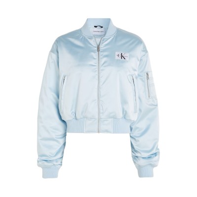 яке,дамски,якета,и,палта,calvin,klein,jeans,cropped,satin,bomber,jacket,keepsake,blue