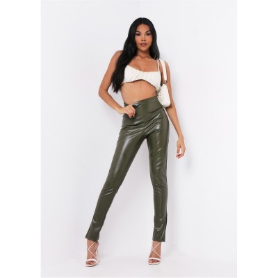 клин,дамски,чорапогащи,и,клинове,missy,empire,leather,side,split,leggings,khaki
