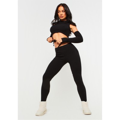 клин,дамски,чорапогащи,и,клинове,missy,empire,waist,knit,leggings,black