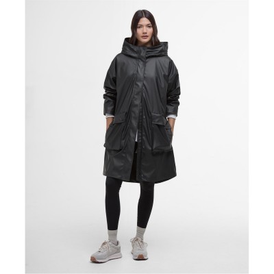 дамски,якета,и,палта,barbour,international,women's,atlas,hooded,long,sleeve,knee,length,rain,anorak,black