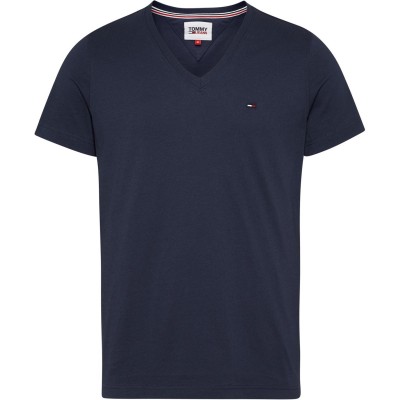 тениска,мъжки,тениски,tommy,jeans,original,v,neck,t,shirt,black,iris