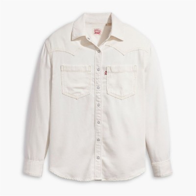 дамски,ризи,levis,women's,teodora,western,long,sleeve,denim,shirt,ecru,crew,6
