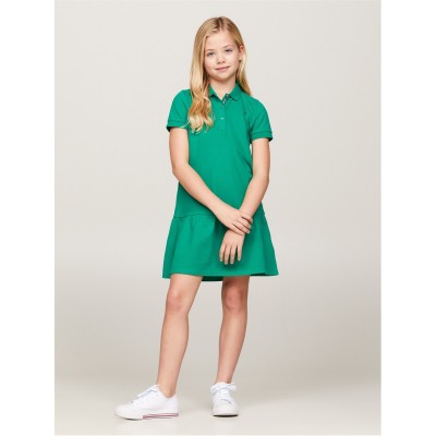 рокля,детски,облекла,tommy,hilfiger,essential,dropped,waist,polo,dress,olympic,green