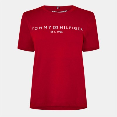 тениска,дамски,топове,tommy,hilfiger,women's,corp,logo,regular,fit,t,shirt,regatta,red