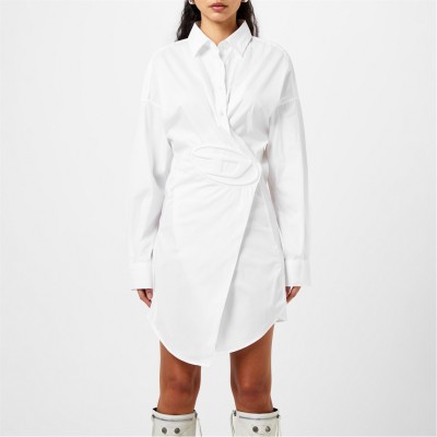 рокля,дамски,поли,и,рокли,diesel,short,shirt,dress,in,stretch,poplin,bright,white
