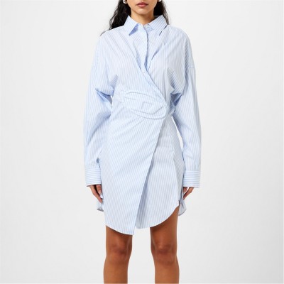 рокля,дамски,поли,и,рокли,diesel,short,shirt,dress,in,stretch,poplin,blue,stripe