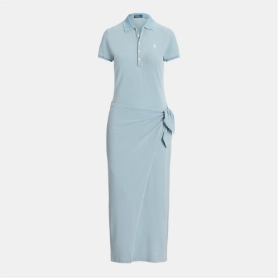 блуза,с,яка,дамски,поли,и,рокли,polo,ralph,lauren,tie,polo,shirt,dress,light,indigo