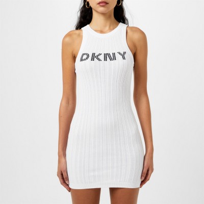 рокля,дамски,поли,и,рокли,dkny,logo,knit,dress,white