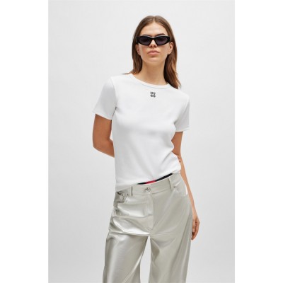 тениска,дамски,тениски,hugo,logo,t,shirt,white