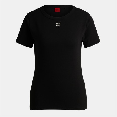 тениска,дамски,топове,hugo,women's,regular,fit,logo,t,shirt,black
