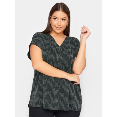 дамска,тениска,yours,women,s,curve,half,notch,neck,lurex,regular,fit,t,shirt,black