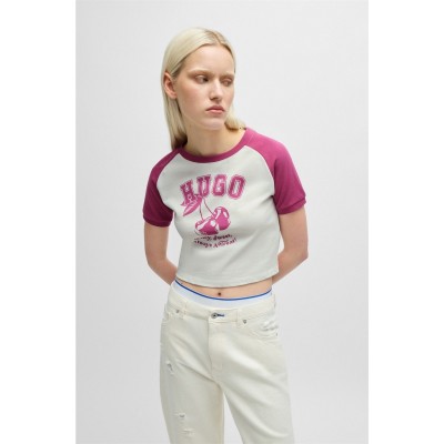 тениска,дамски,топове,hugo,b,cropped,t,shirt,medium,pink