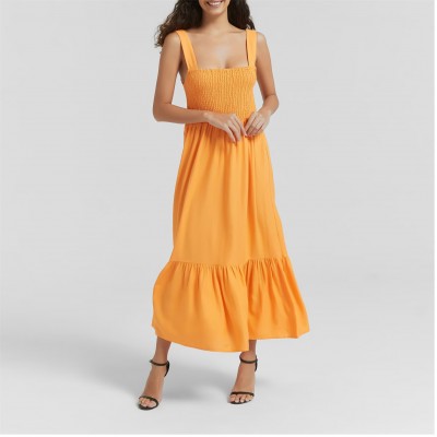 рокля,дамски,летен,каталог,дамски,летни,рокли,дамски,поли,и,рокли,be,you,linen,linen,shirred,dress,orange