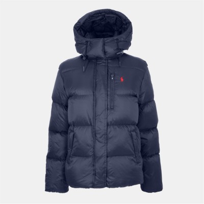 яке,дамски,якета,и,палта,polo,ralph,lauren,women's,carly,water,repellent,quilted,duck,down,wind,resistant,detachable,hood,short,puffer,jacket,rl,navy