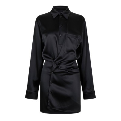 рокля,дамски,поли,и,рокли,off,white,ruched,asymmetric,shirt,dress,black