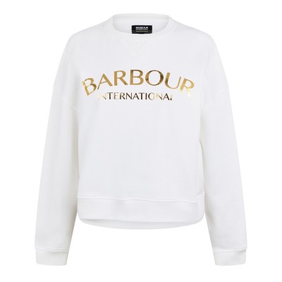 блуза,дамски,горнища,с,качулка,дамски,ежедневни,облекла,barbour,international,laia,logo,sweatshirt,white