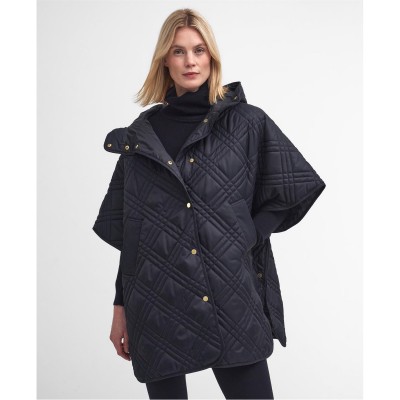 шапка,дамски,якета,и,палта,barbour,women's,astor,tartan,quilted,cape,black,mcabernet