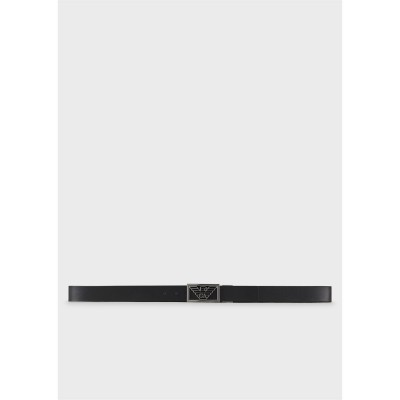 колан,колани,emporio,armani,men's,eagle,plate,leather,belt,black