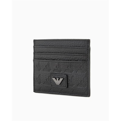 аксесоари,на,разпродажба,emporio,armani,men's,embossed,leather,card,holder,black,beauty
