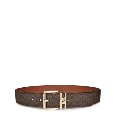 аксесоари,на,разпродажба,michael,michael,kors,women's,signature,logo,monogram,leather,belt,brown,logo,rev