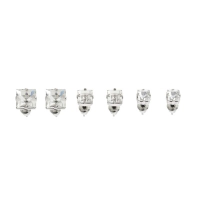 fabric,3,pair,stud,earrings,crystal