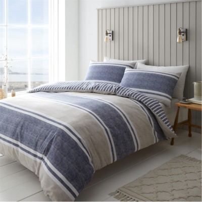 спално,бельо,и,комплекти,catherine,lansfield,banded,stripe,reversible,duvet,cover,set,blue