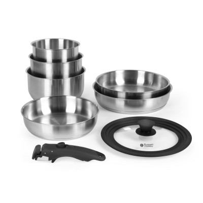 russell,hobbs,8,piece,cookware,set,detachable,clip,on,handles,silver