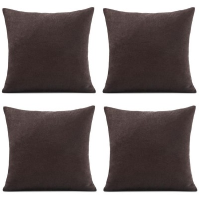 подаръци,и,играчки,alan,symonds,set,of,4,plain,chenille,velvet,cushions,chocolate