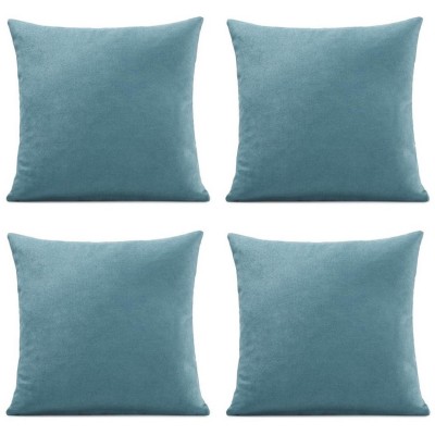 подаръци,и,играчки,alan,symonds,set,of,4,plain,chenille,velvet,cushions,teal