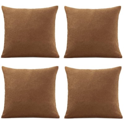 подаръци,и,играчки,alan,symonds,set,of,4,plain,chenille,velvet,cushions,tan