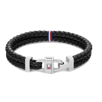 аксесоари,на,разпродажба,tommy,hilfiger,gents,tommy,hilfiger,black,braided,carabiner,bracelet,black