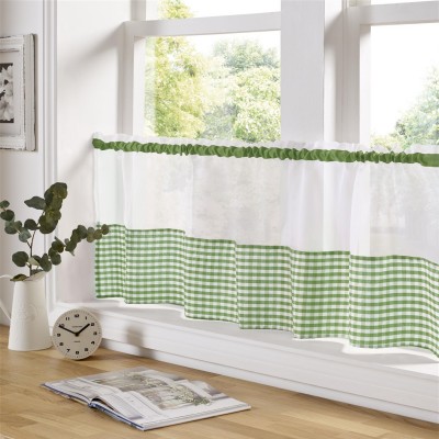 alan,symonds,gingham,cafe,slot,top,curtain,panel,green