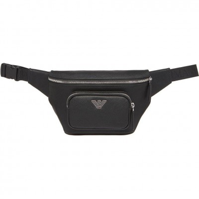чанта,аксесоари,на,разпродажба,emporio,armani,men,s,eagle,badge,faux,leather,zip,bum,bag,black,81072