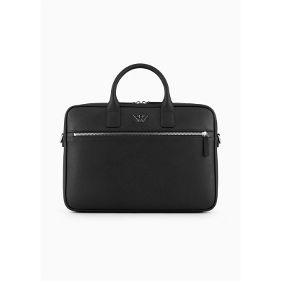 чанта,аксесоари,на,разпродажба,emporio,armani,regenerated,saffiano,leather,business,bag,black,81072