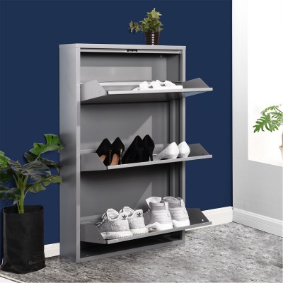 аксесоари,на,разпродажба,furniturer,shoe,cabinet,with,3,flip,drawers,slim,space,saving,shoe,storage,unit,102.5,x,66.5,x,16,cm,dark,grey