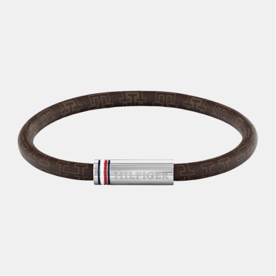 бижутерия,tommy,hilfiger,tommy,hilfiger,men’s,cord,leather,bracelet,brown