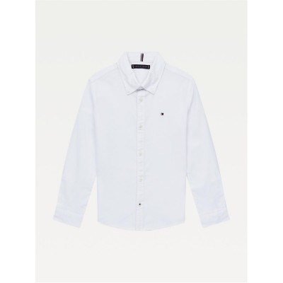 риза,с,дълъг,ръкав,детски,3/4,панталони,tommy,hilfiger,boy's,oxford,long,sleeve,shirt,white,ybr