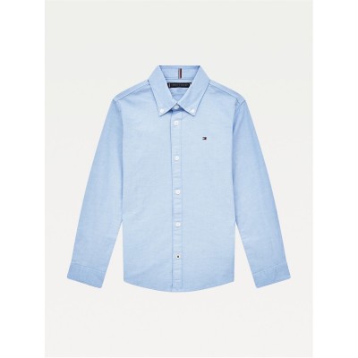 риза,с,дълъг,ръкав,детски,3/4,панталони,tommy,hilfiger,boy's,oxford,long,sleeve,shirt,calm,blue,c1s