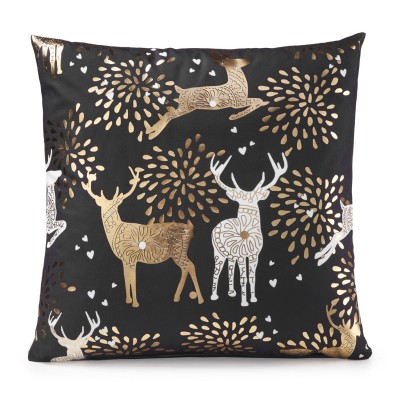 alan,symonds,reindeer,gold,&,black,christmas,cushion,black
