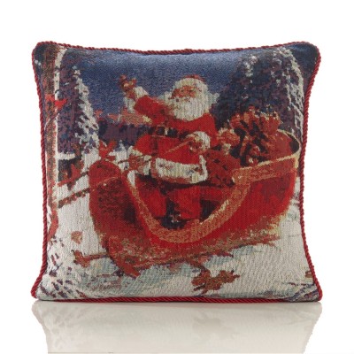 alan,symonds,sleigh,tapestry,christmas,cushion,multicolour