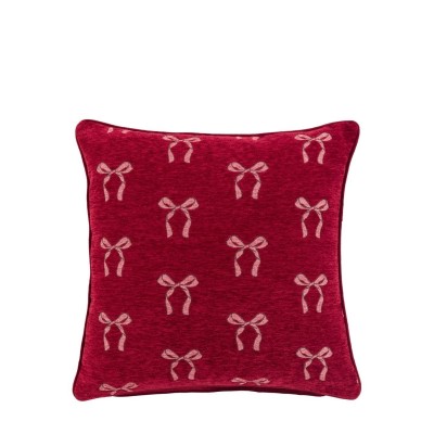 gallery,bow,chenille,cushion,450x450mm,red
