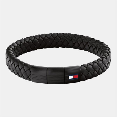 аксесоари,на,разпродажба,tommy,hilfiger,men's,round,braided,leather,bracelet,black