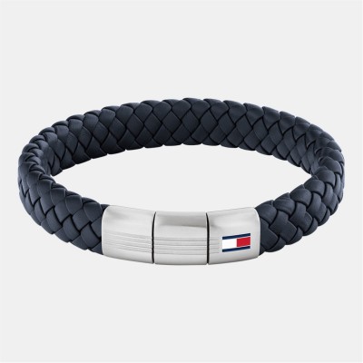 аксесоари,на,разпродажба,tommy,hilfiger,men's,round,braided,leather,bracelet,blue
