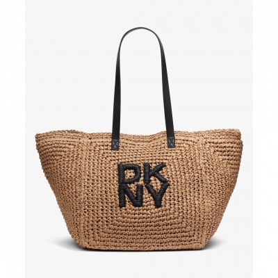 dkny,women,s,straw,bag,natural,black