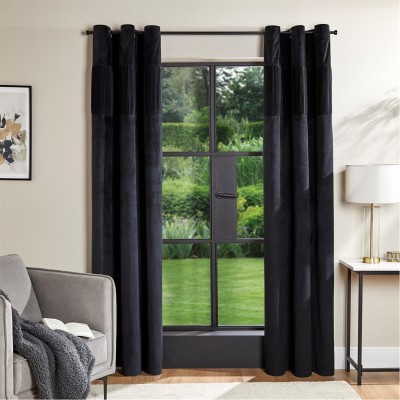 homelife,velvet,top,boarder,panel,curtains,black