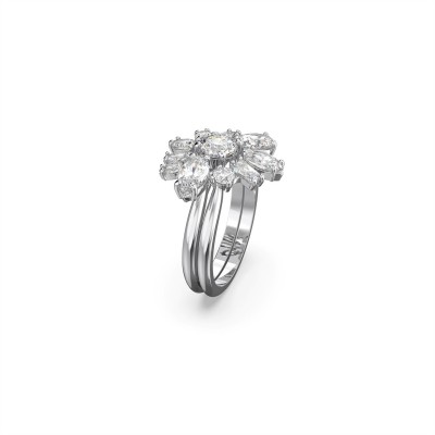 аксесоари,на,разпродажба,swarovski,gema,cocktail,ring,mixed,cuts,flower,white,rhodium,plated,crystal,rhodium