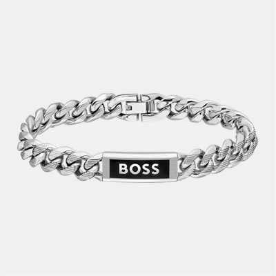 бижутерия,boss,gents,boss,kassy,emblem,stainless,steel,black,ip,pendant,bracelet,silver